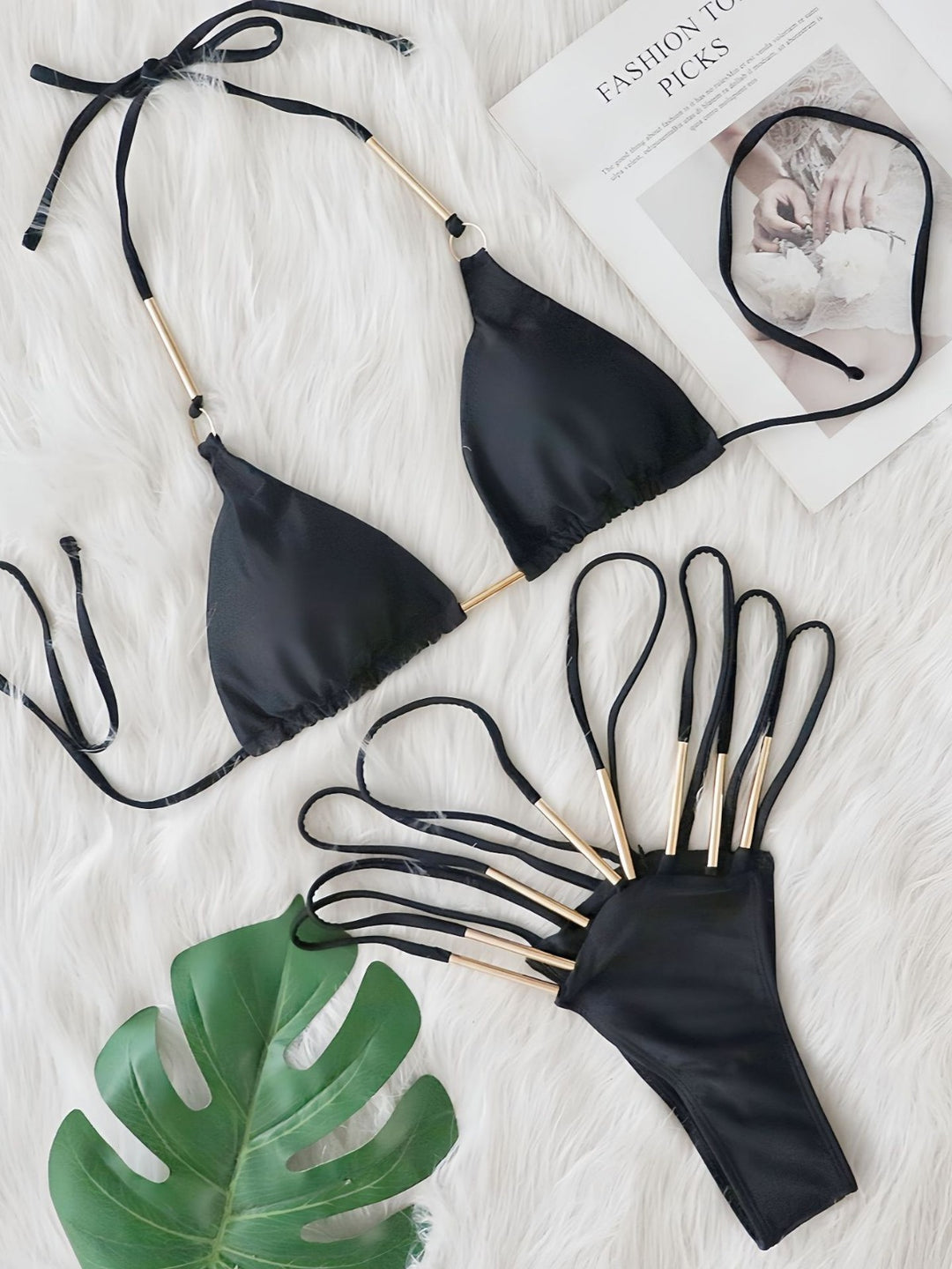 Dame Luxe Metalakcent Bikini Sæt Stilla