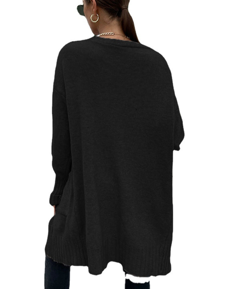 Kvinders chunky strikket cardigan med dybe lommer og afslappet design Stilla