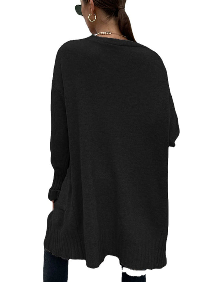 Kvinders chunky strikket cardigan med dybe lommer og afslappet design Stilla