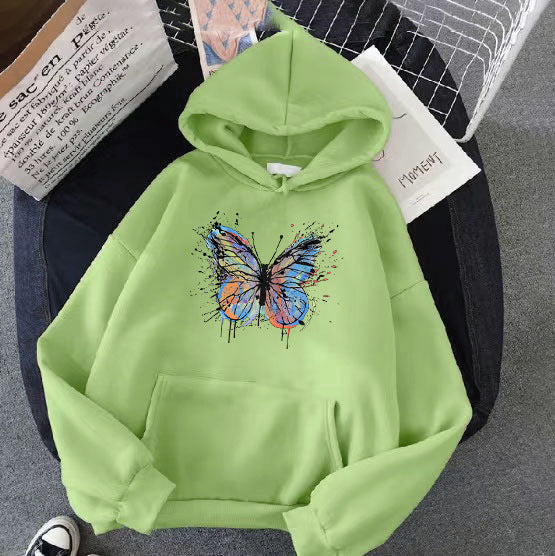 Kvinders hoodie med tiltalende sommerfugledesign Skovae