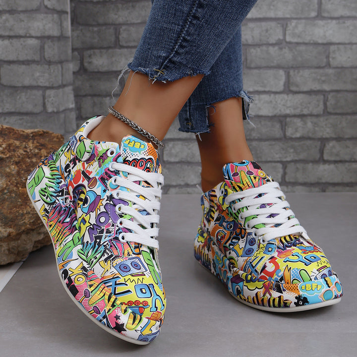 Dame Sporty Sneakers med farverigt grafik-design Stilla