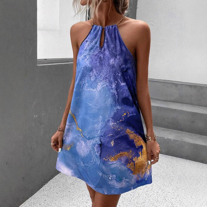Kvinder Abstrakt Kunst Halter Mini Kjole Stilla