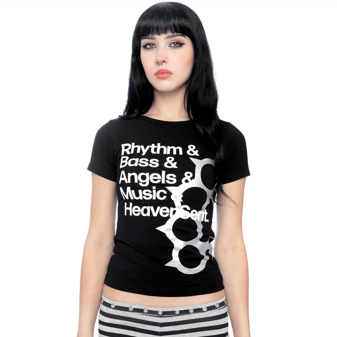 Dame T-shirt med kreativt trykdesign og figursyet snit Skovae