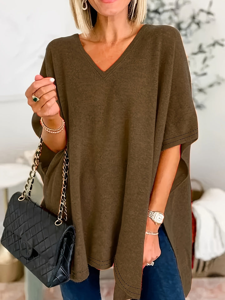 Dame Løs V-Udskæring Poncho Top Stilla