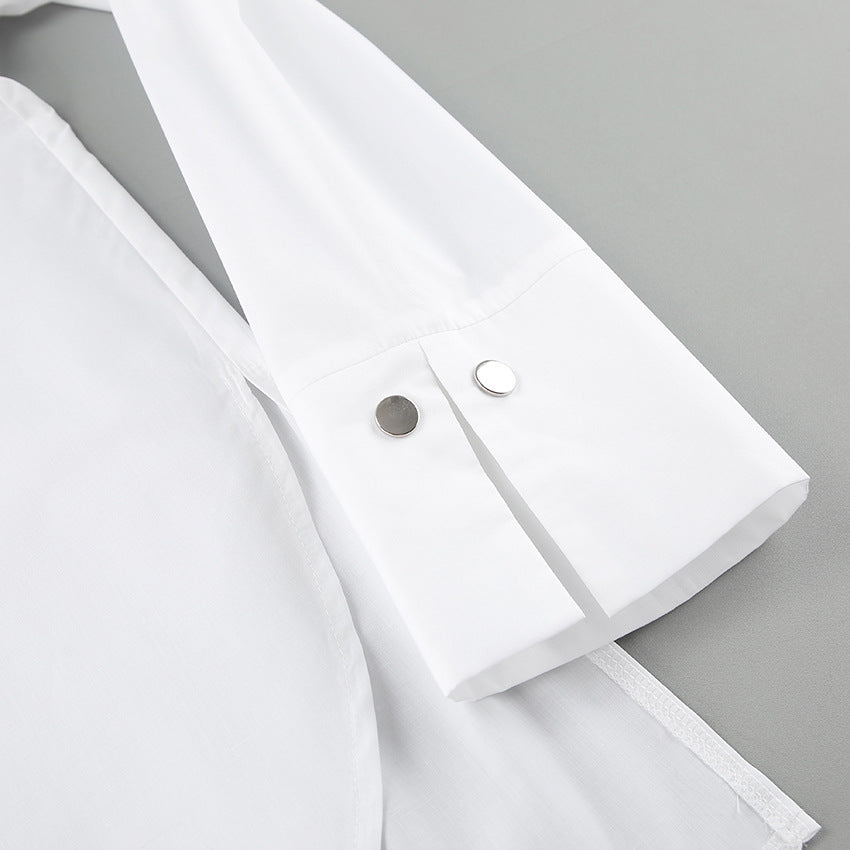 Dame Oversized Skjorte med asymmetrisk snit og modige detaljer Stilla