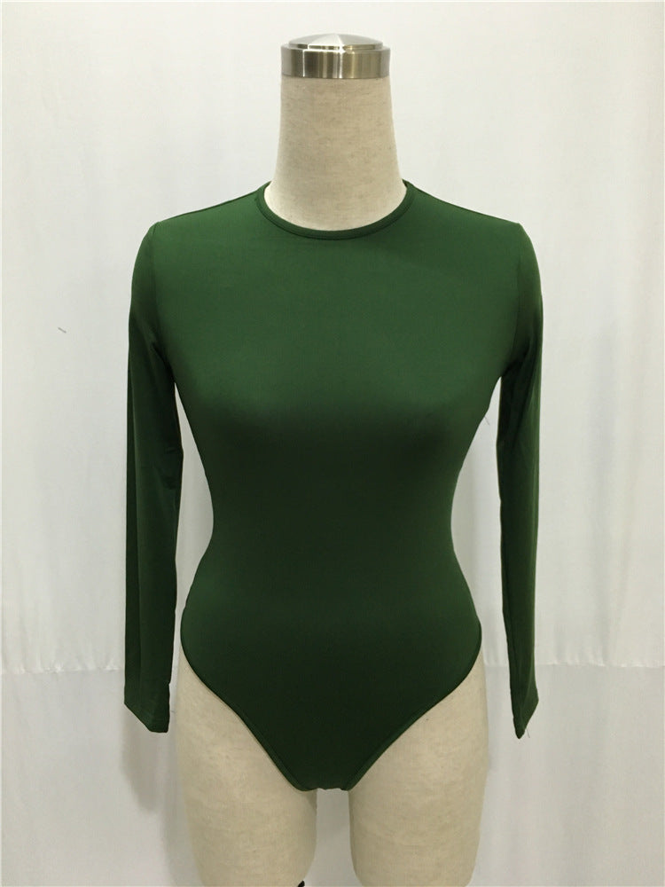 Dame Langærmet Bodysuit med figursyet snit og høj krave Stilla