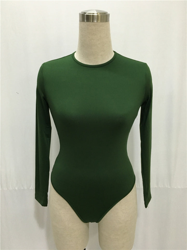 Dame Langærmet Bodysuit med figursyet snit og høj krave Stilla
