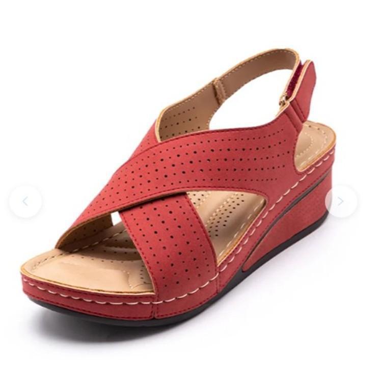 Dame wedge-sandaler med åndbar hulmønster og elastisk remdesign Stilla
