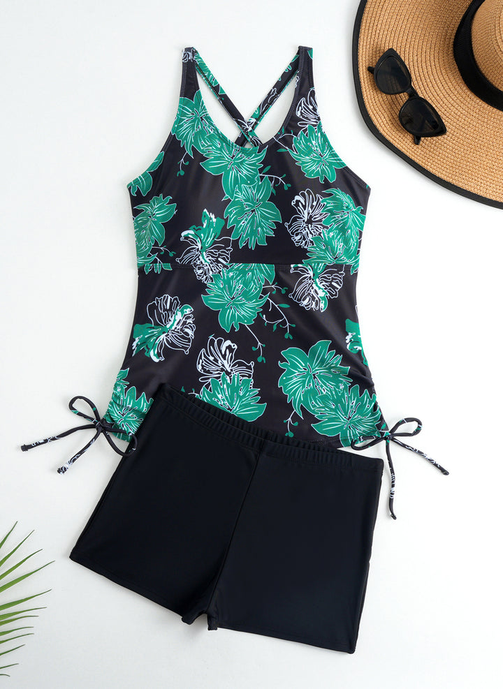 Dame Tankini-sæt med moderigtige blomsterdesign og komfortable shorts Skovae