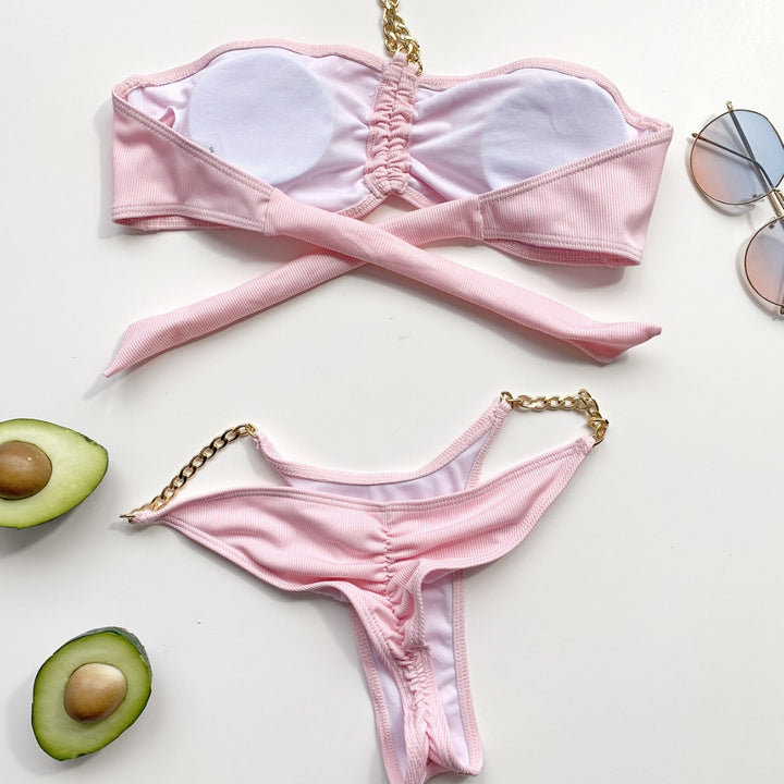 Dame bikini-sæt uden stropper med kæde-detalje Stilla