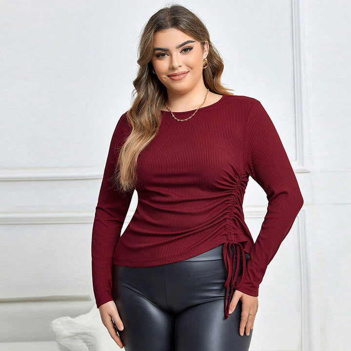 Dame Figurtilpasset Langærmet T-shirt med fashionable Rynkedetaljer Stilla