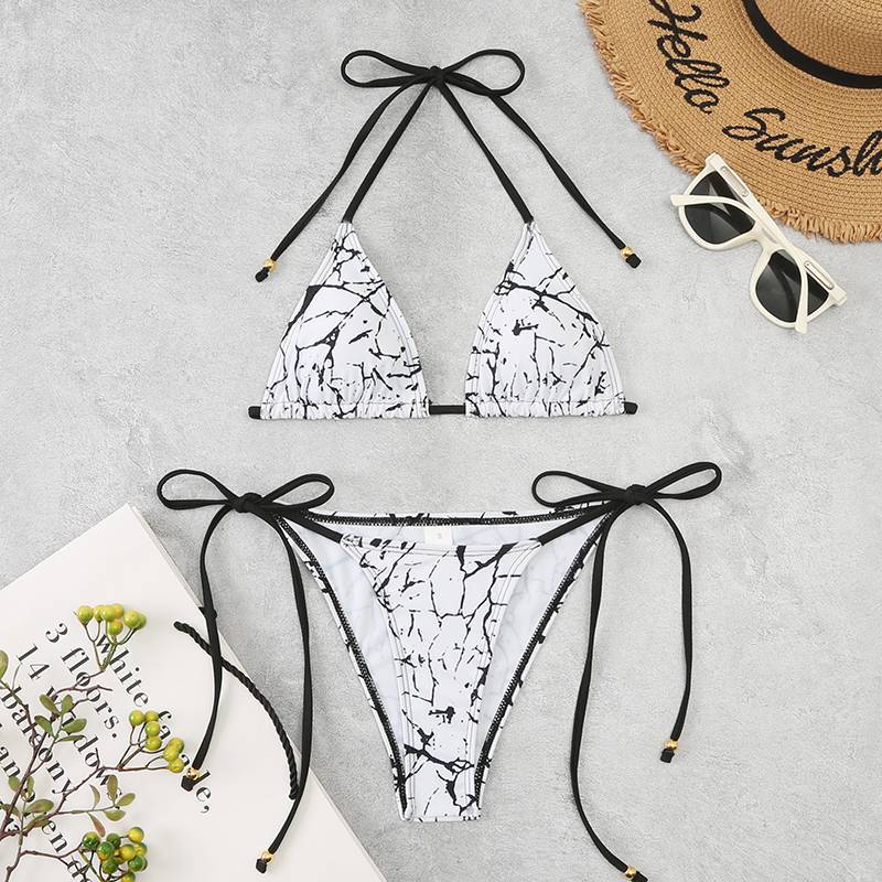 Dame Floral Print Triangle Bikini Sæt Stilla