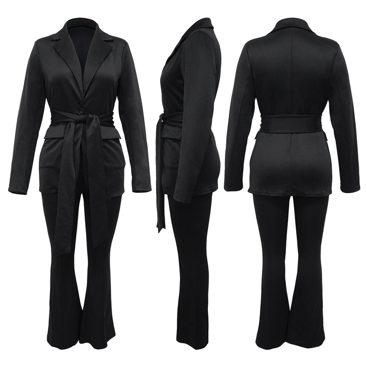 Damer Elegant Blazer og Bukser Ensemble med Taljebælte Stilla