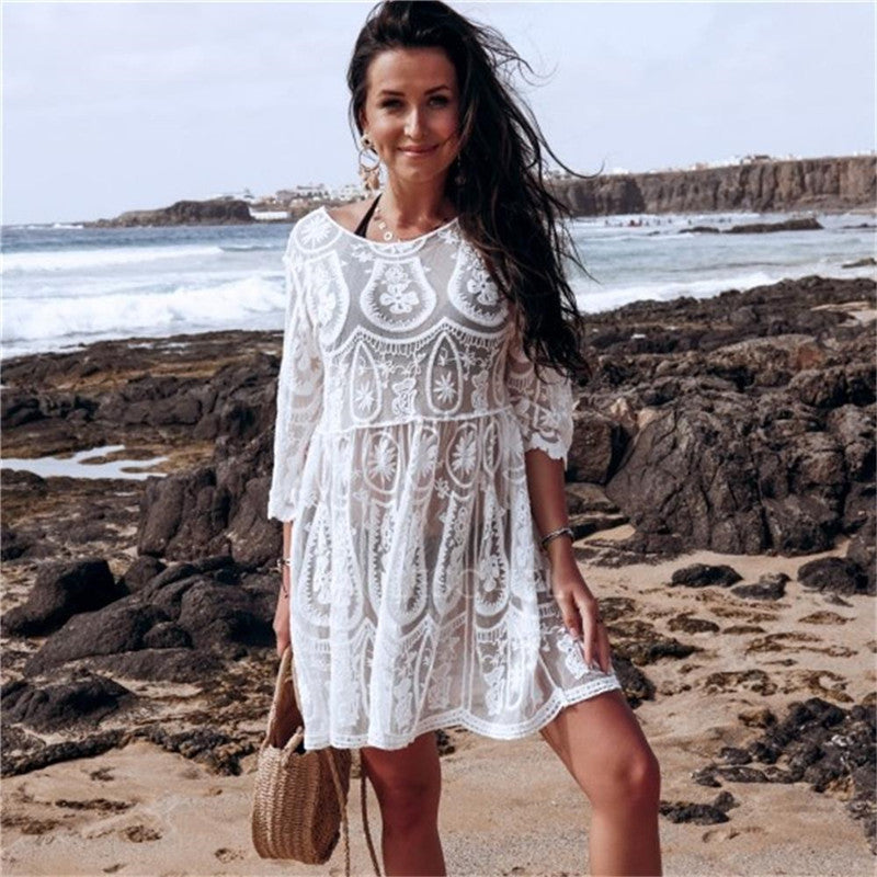 Dame hækle-strandkjole i Boho-stil Stilla