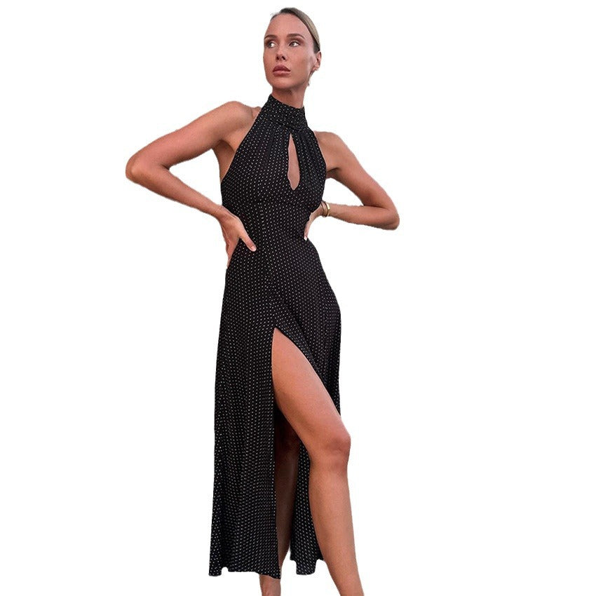 Dame Maxikjole med smart High Neck og elegante slids Stilla