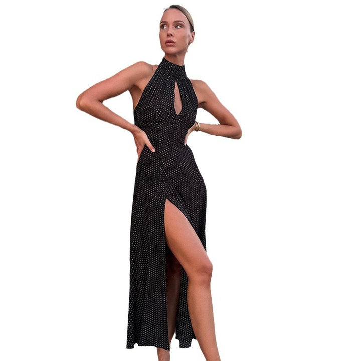 Dame Maxikjole med smart High Neck og elegante slids Stilla