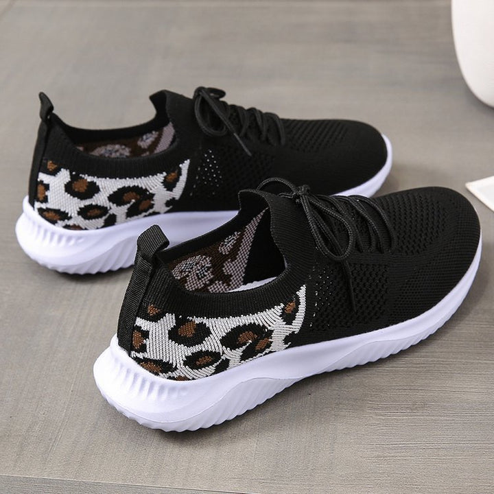 Dame Sportsko med åndbart mesh-oberstof og modigt leopard mønster Stilla