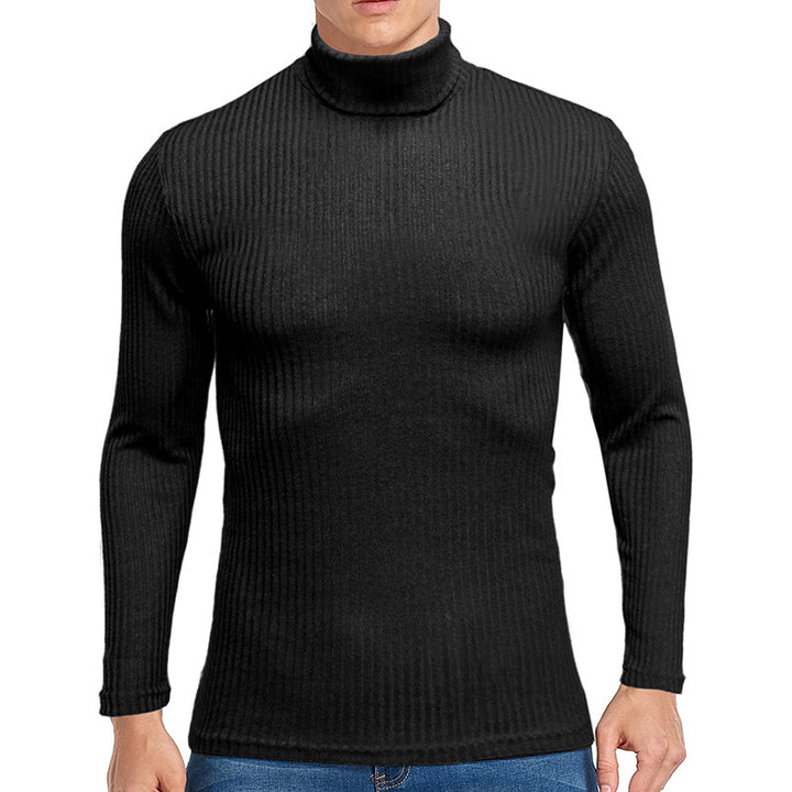 Herrer rullekravepullover i fint ribstrik Stilla