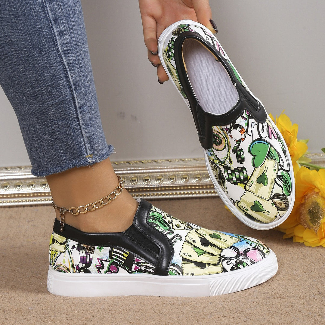 Dame Casual Sneakers med farverig motivtryk Stilla