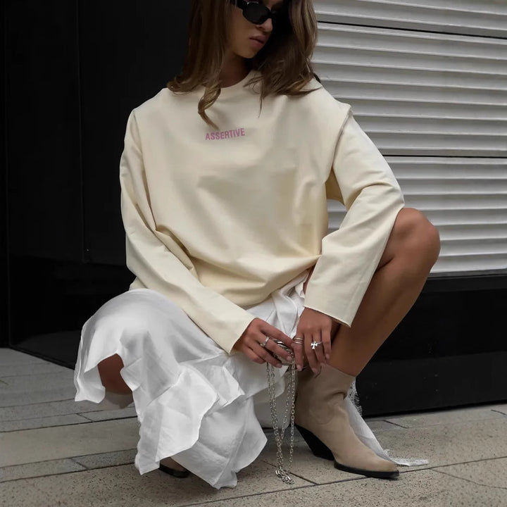 Kvinders afslappede oversized sweatshirt med printdesign Skovae