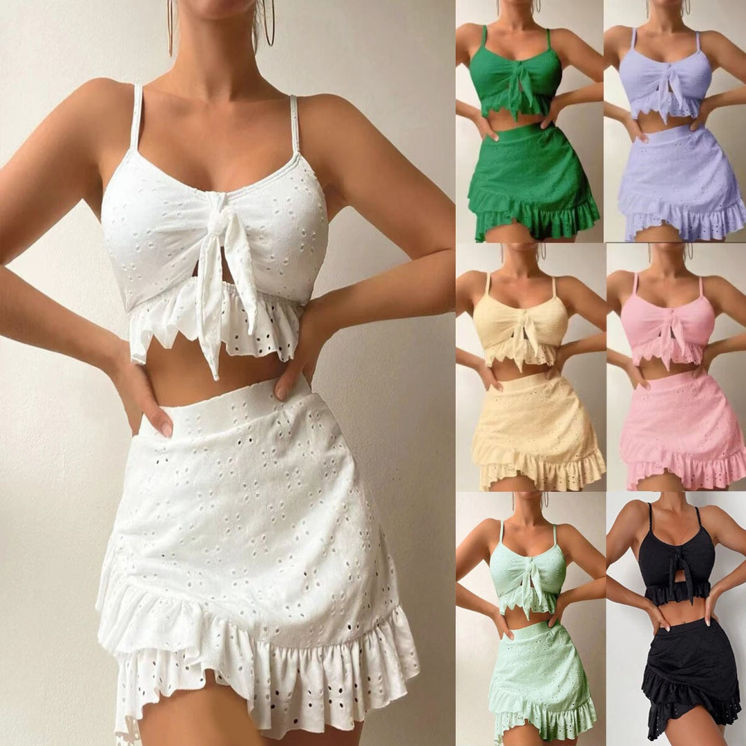 Dame Crop-Top og Nederdel-Sæt Skovae