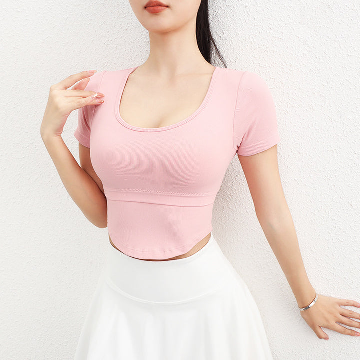 Dame Fitness-Crop-Top med moderigtigt snit og åndbart materiale Stilla