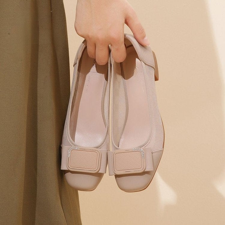 Dame Ballerinas med elegant remdesign og behagelig blokhælhøjde Stilla