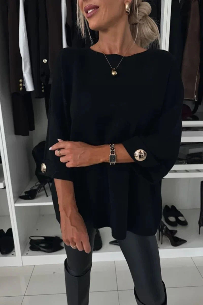 Damer mode oversized sweater med elegante knapdetaljer Stilla