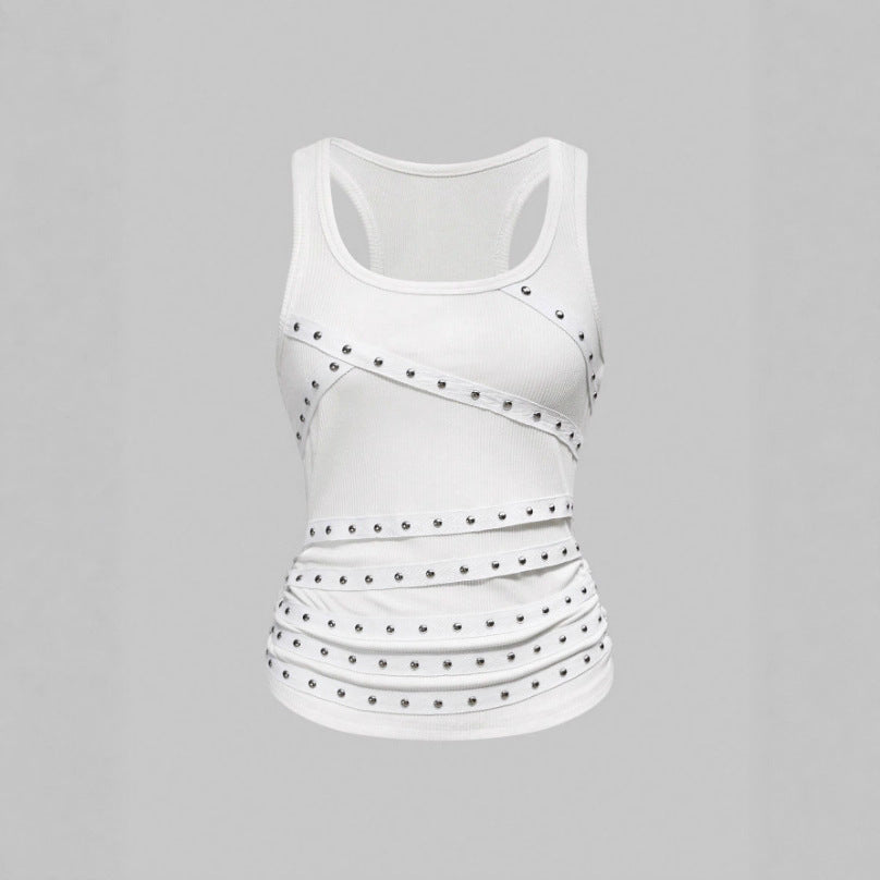 Damer Sporty top med stilfulde nittedetaljer Skovae