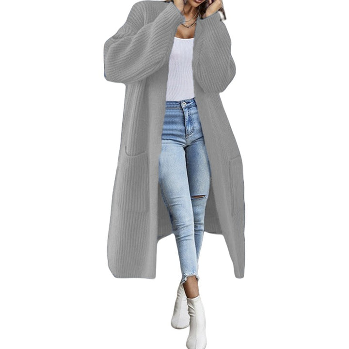 Kvinders chunky strikket cardigan med lommer og åben frontdesign Stilla