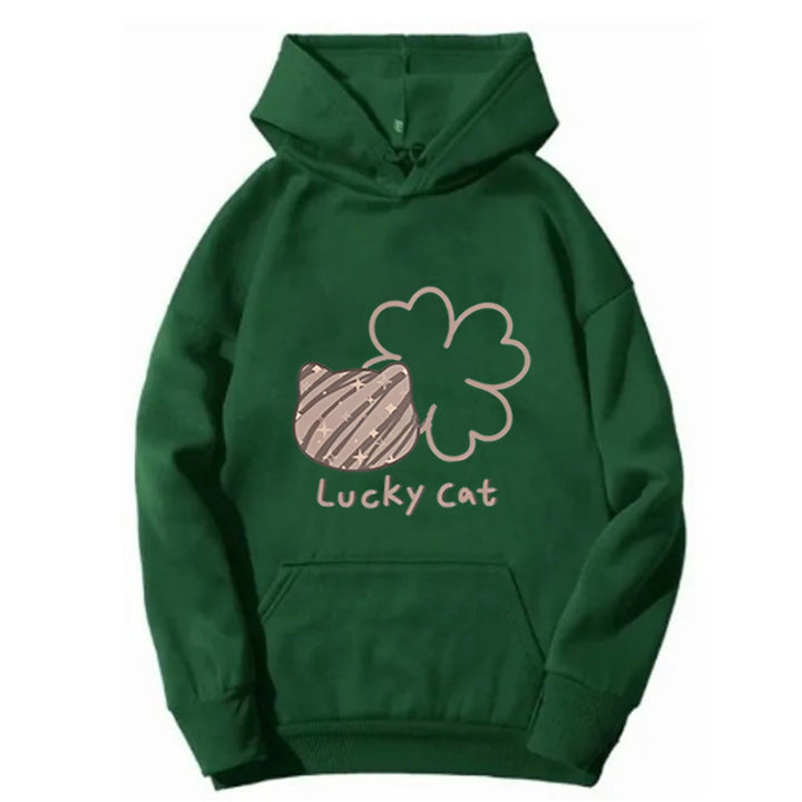 Kvinders hoodie med kreativ kat design og heldig motiv Skovae