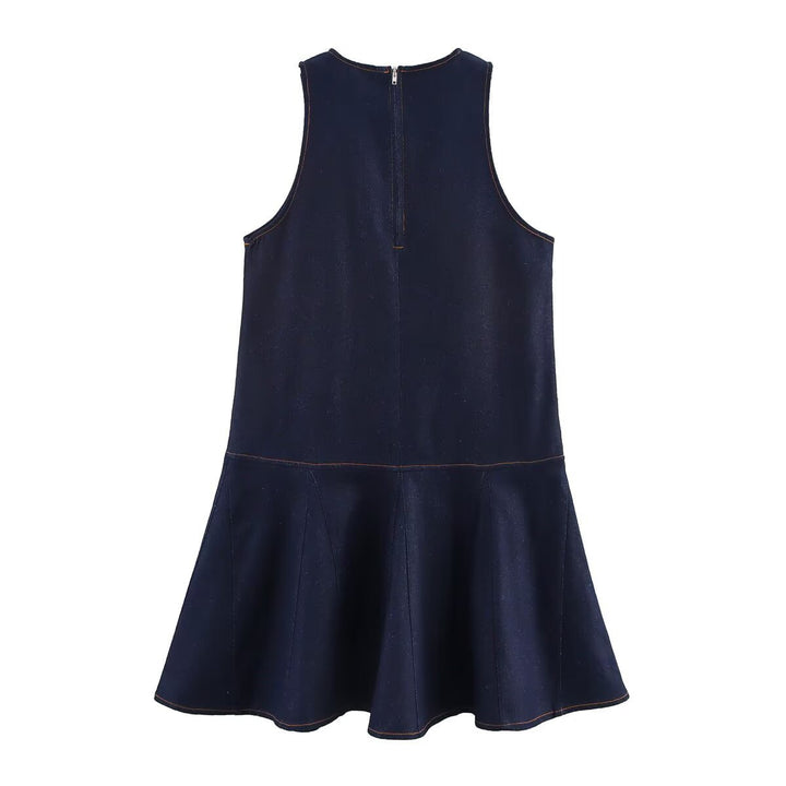 Dame Casual Denim A-linie kjole med udvidet kant Stilla