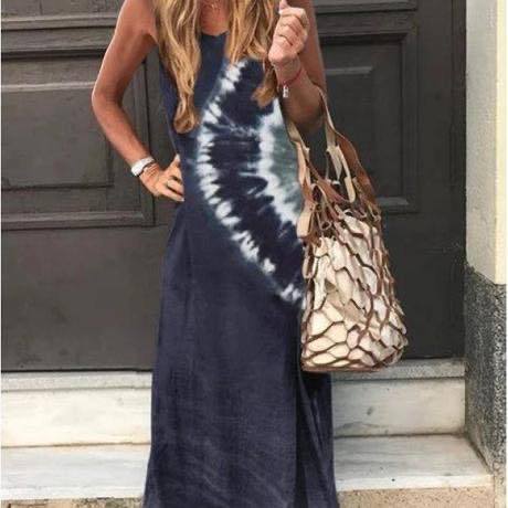 Kvinders maxikjole med moderne tie-dye design og afslappet pasform Stilla