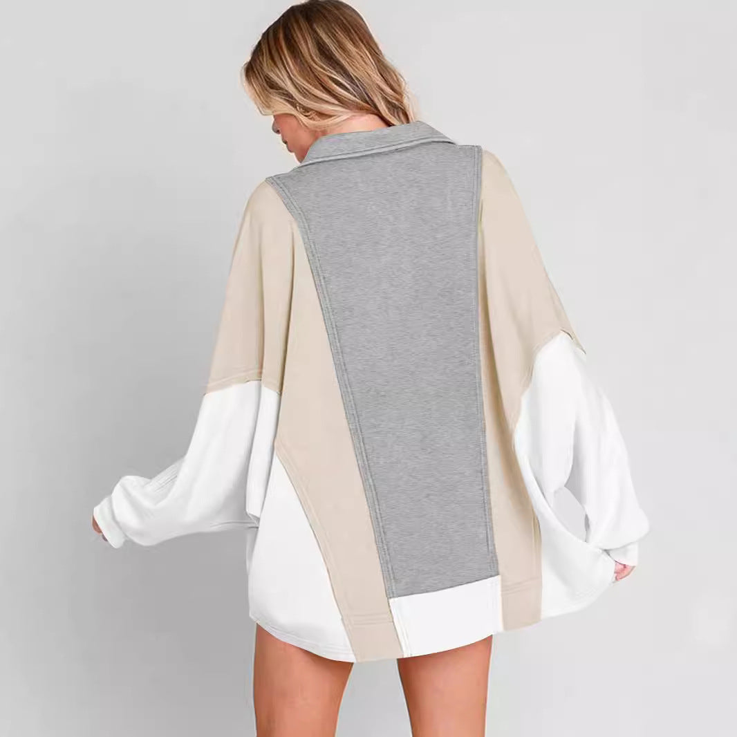 Dame Oversized Poloshirt med farverigt design og afslappet snit Stilla