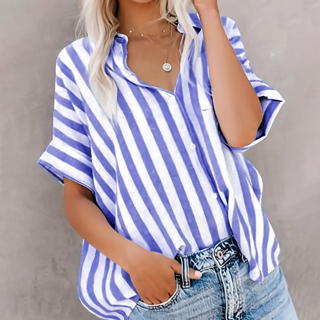 Dame Oversize Skjorte med Stripes mønster og afslappet Snit Stilla