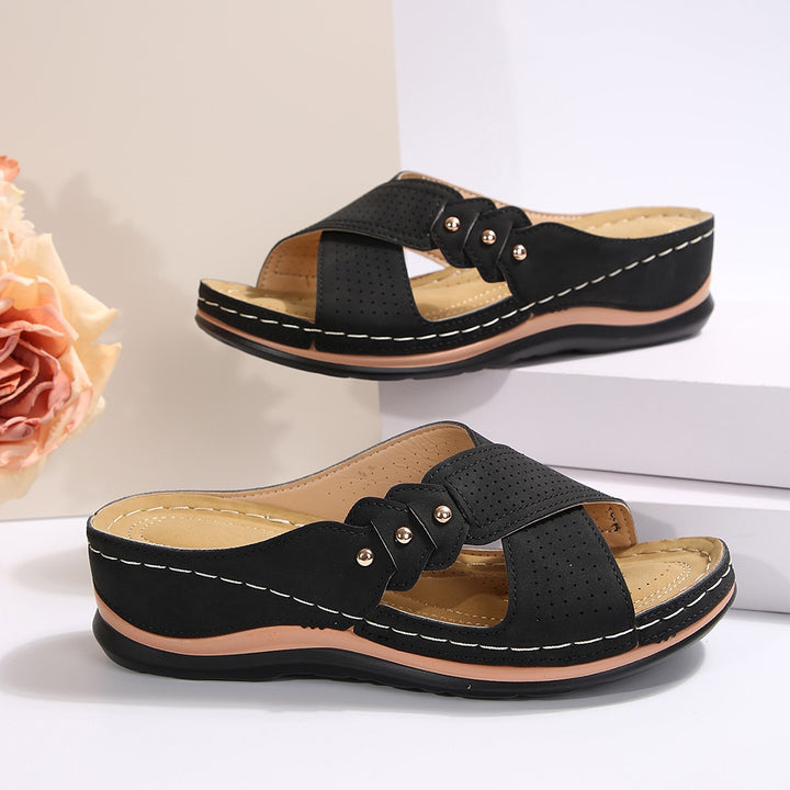 Dame Komfortable Sandaler med moderigtigt blomsterdekoreringsdesign og ergonomisk fodseng Stilla