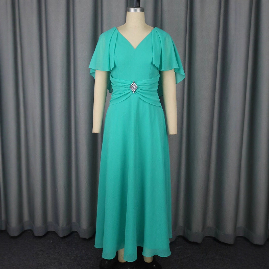 Dame elegant Maxi-kjole med smart foldedesign og glamourøs brosche Skovae