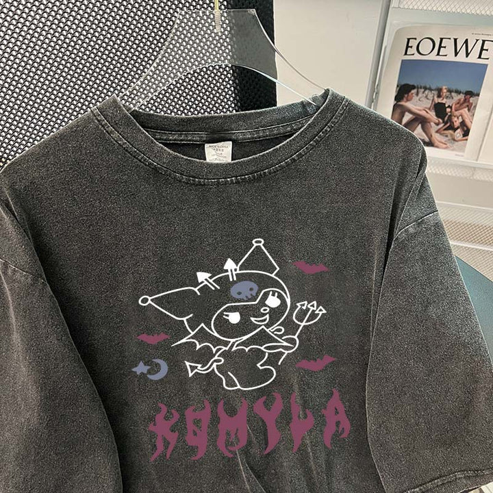 Damer Oversized T-shirt med kreativt tegneserie-motiv og afslappet pasform Stilla