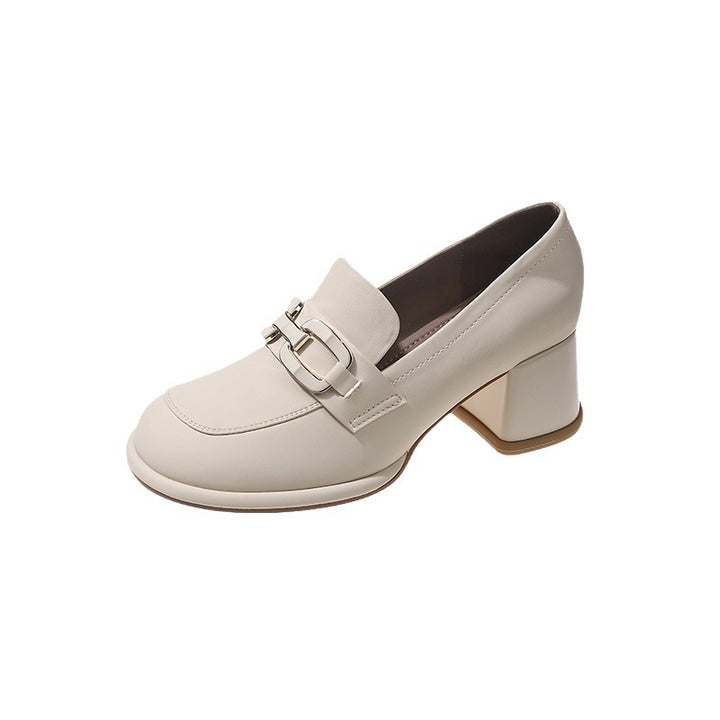 Dame Chunky Heel Slip-On Loafers med dekorativ spænde Stilla