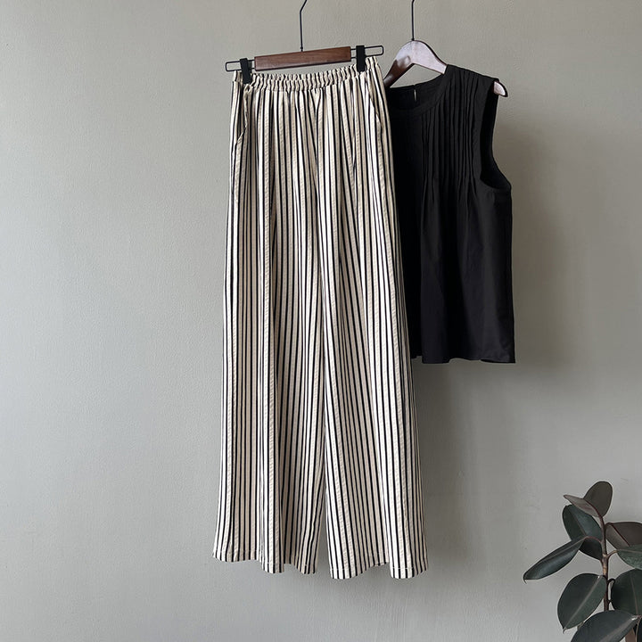 Dame bredskåret Culotte-bukser med elastisk talje og folder detaljer Stilla