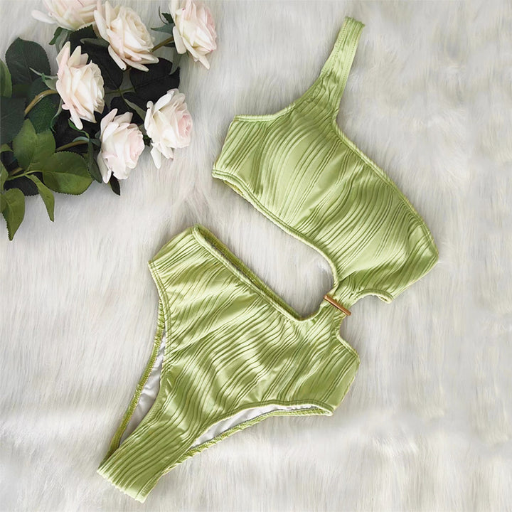 Femme Asymmetrisk Rib-Bikini-Sæt Stilla
