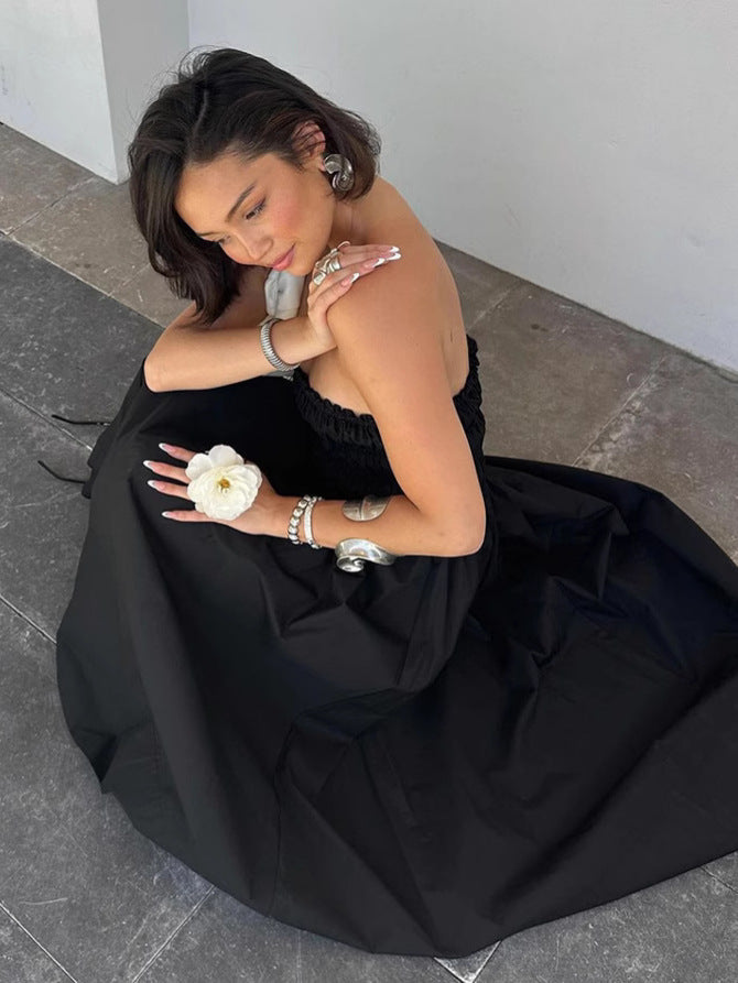 Dame Maxi-kjole med off-shoulder design og elastisk taljebånd Stilla