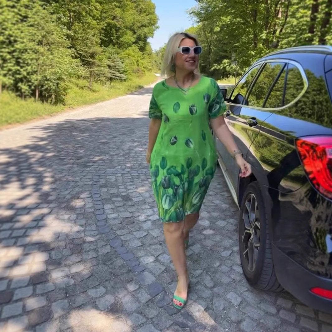 Dame sommerkjole med blomsterdesign og afslappet pasform Stilla