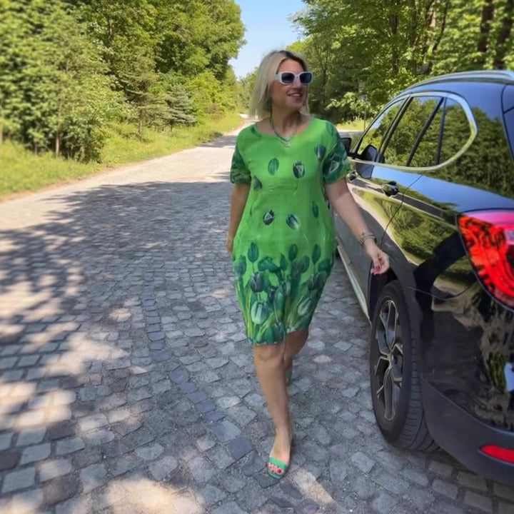 Dame sommerkjole med blomsterdesign og afslappet pasform Stilla