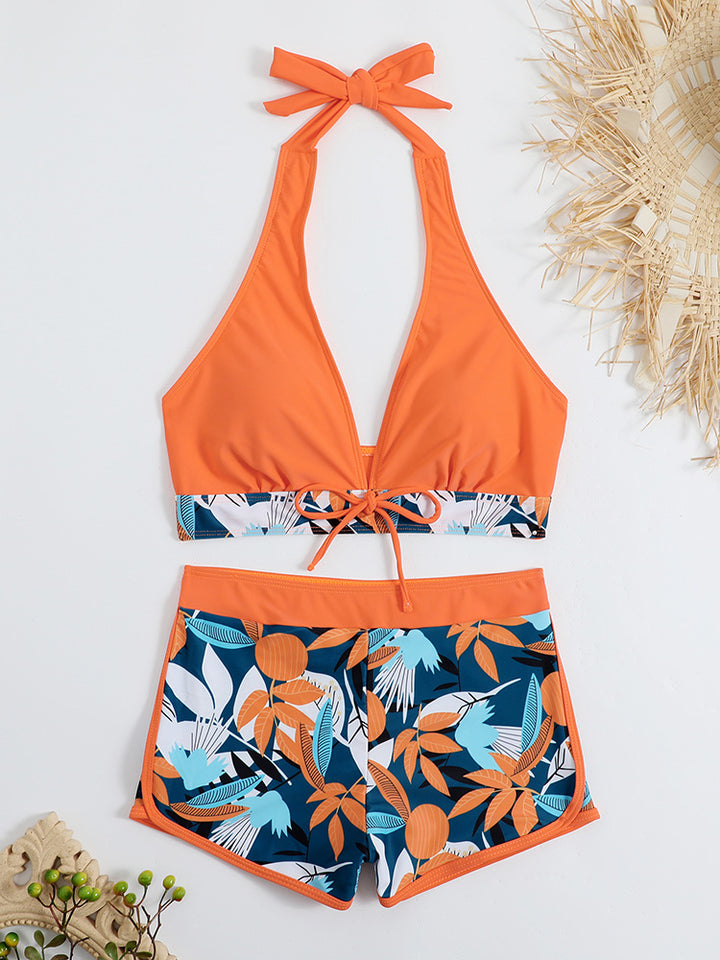 Dame Sporty bikini sæt med raffineret knude detalje og blomster mønster Stilla