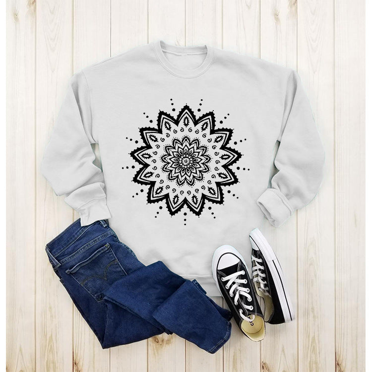 Kvinders sweatshirt med kreativt mandala design og afslappet snit Stilla