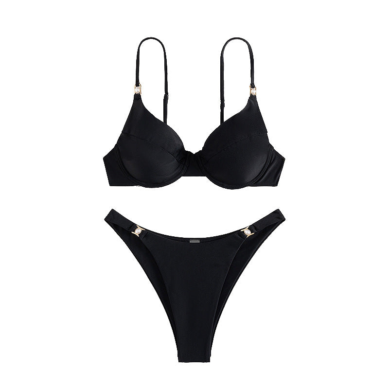 Dame Push-Up Bikini med moderne guld-detalje Skovae
