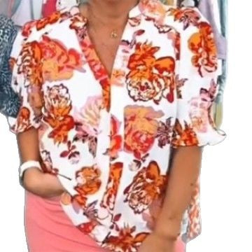 Damebluse med blomsterdesign og voluminøse ærmer Stilla