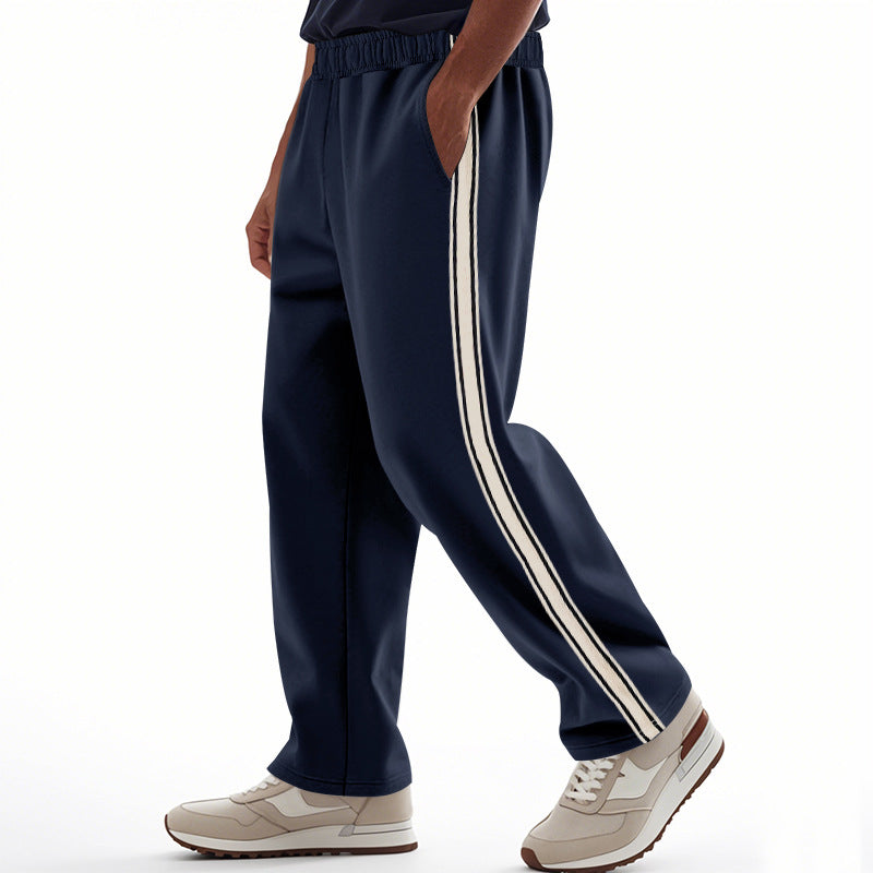 Herren nan bredde Relax-Trackbukser i retro-stil med dobbelt sidepaspel og elastisk komfortlinning Skovae