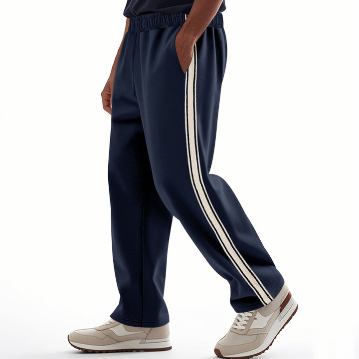 Herren nan bredde Relax-Trackbukser i retro-stil med dobbelt sidepaspel og elastisk komfortlinning Skovae
